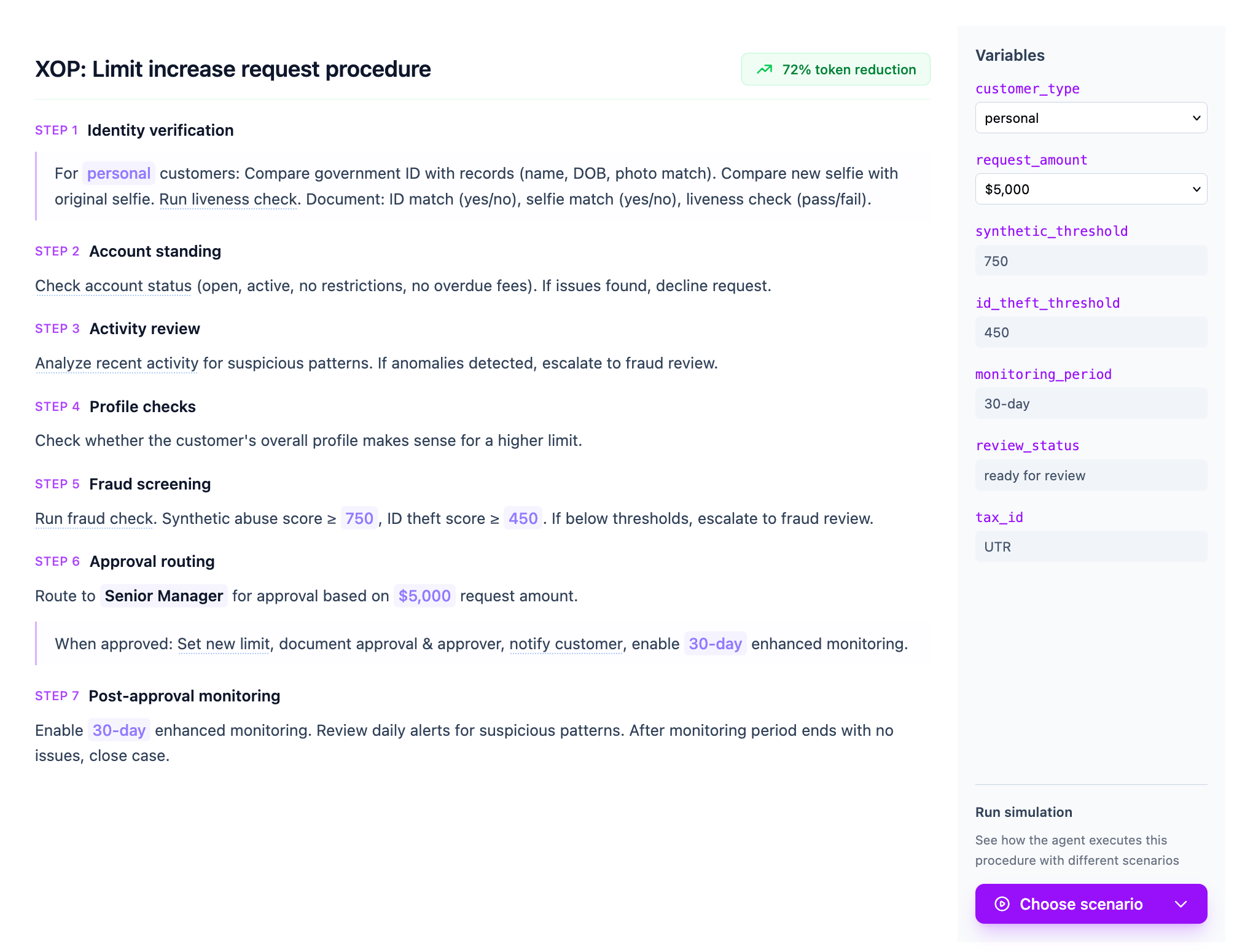 XOP activation with variables and context